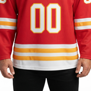 Camiseta de Hockey sobre Hielo para Hombre 100% Poliéster, Personalizable, Manga Larga, Corte Ajustado, con Costuras Planas, Diseño de Camiseta de Equipo Personalizado OEM - Product Image 6