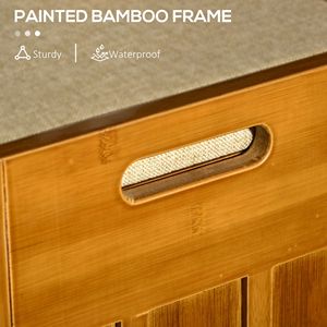 Cuscino per posti a sedere in bambù marrone con 3 porte armadietti panca per scarpe per mobili da camera da letto - Product Image 4