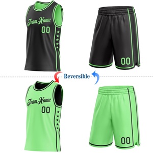 Camiseta de Baloncesto Reversible Más Vendida, Negra y Verde, de Malla, con Estampado Sublimado, Nombre del Equipo 00, Ropa Deportiva Unisex para Adultos - Product Image 3
