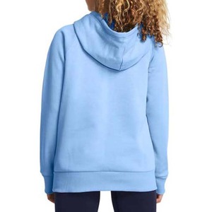 Sudadera con Capucha Azul Claro para Mujer, Color Sólido, Manga Larga, Tejido de Punto, Corte Regular, Transpirable, con Logotipo Frontal, para Invierno - Product Image 3