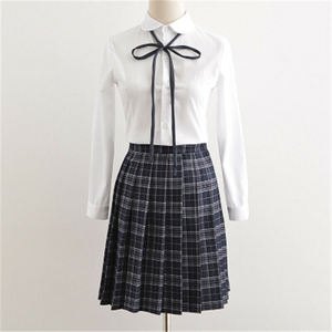 Uniforme scolaire unisexe pour l'école primaire, chemise blanche Oxford avec nœud papillon marron, jupe à carreaux rose, matière polyester/coton, vêtements scolaires pour enfants - Product Image 6