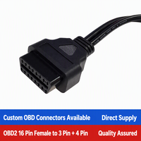 Câble adaptateur OBD2 16 broches vers 3 et 4 broches pour scanner de diagnostic moto, connecteur 2-en-1 double prise, vente en lot avec OBD2