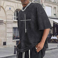 Magliette Cristiane con Gesù per Uomo, T-Shirt Religiose con Croce e Versetti Biblici, Top con Effetto Lavaggio Acido, Magliette Grafiche Oversize Vintage