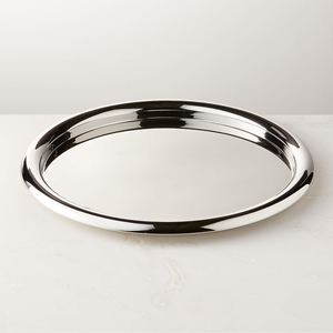 Wholesale Luxury Round <b>Silver</b> Metal Serving Tray Bulk Hotel Platter with Elegant High Polished <b>Mirror</b> Finish Modern Home Decor - Product Image 1
