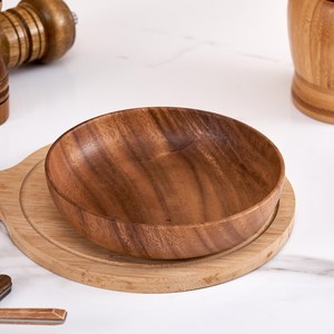 Plat de service classique en bois naturel fait main, décoratif pour fruits, salades et collations, vaisselle artisanale en bois, décoration d'intérieur, fête - Product Image 2