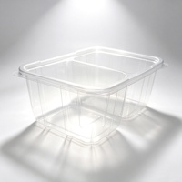 Boîtes de conservation alimentaire transparentes en PET avec couvercle à clipser, boîtes à emporter à 2 compartiments pour pâtisseries, desserts, ingrédients préparés