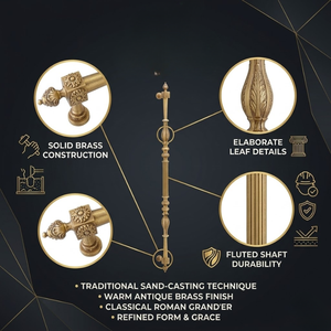 Manija de Puerta Moderna de Latón Sólido Augustus |   Manija de Puerta de Entrada de Latón Antiguo de Lujo para Uso en Hoteles |   Duradero para Exteriores de 42 Pulgadas - Product Image 4