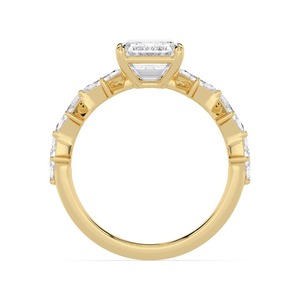 Dazzling 10K Rose Gold Lab Grown Diamond Ring With Emerald and Lozenge <b>Cut</b> <b>Stones</b> 3.70 CTW - Product Image 6