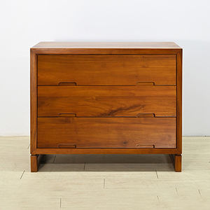 Commode en teck pratique et contemporaine avec 3 tiroirs pour chambre à coucher - Product Image 1