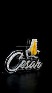 Collier pendentif lettre en diamant VVS D en argent sterling 925 pour hommes et femmes, plaqué or, style glacé hip hop pour les fêtes - Product Image 4