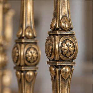 Rampe d'escalier en métal décoratif bronze antique avec balustres floraux pour villas de luxe, hôtels et intérieurs classiques - Product Image 3