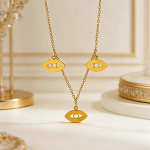 Collar Ojo de Diablo para Mujer, Estilo Casual, Acero Inoxidable 304 con Baño de Oro de 18K de 0.03µm, con Cadena de Cable - Product Image 2