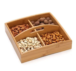 Boîte de rangement en bois à 4 compartiments de qualité alimentaire pour collations, noix, épices, avec cuillère, durable, pour cuisine, rangement de masala, compatible four, pour la maison - Product Image 2