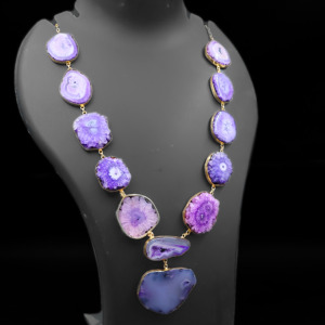 Natural Agate Gemstone <b>Necklace</b> – 18k Gold Plated Link <b>Necklace</b> – <b>Boho</b> Luxury Jewelry – Gift for Her - Product Image 6
