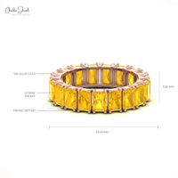 Articles très demandés : Bague de promesse empilable en or rose 14 carats avec pierre précieuse citrine véritable de 5,6 carats, alliance éternelle pour elle et lui