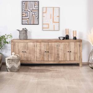 Vandana Crystal Structure 200cm solid mango wood <b>sideboard</b> with sandblasted finish and 6 doors Maestro - Product Image 1