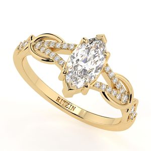 Anillo de aniversario con diamante de corte marquesa cultivado en laboratorio, estilo elegante, para mujer, en oro blanco/rosa/amarillo/plata - Product Image 3