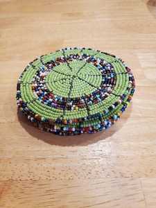Handmade Beaded Coaster Set Of 6 Reusable Bar Mats Classic <b>Drinkware</b> <b>Accessories</b> For Home Use - Product Image 2
