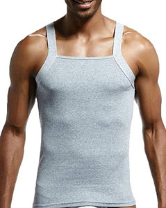 Winteruality <b>Oversize</b> Casual 100% Polyester V-neck Stringer Breathable Knitted Quick Dry Fitness Bodybuilding Tank <b>Top</b> Men's - Product Image 5