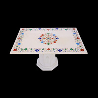 Nouveau dessus de table rectangulaire en marbre italien de qualité supérieure avec incrustation de marbre blanc moderne de l'exportateur indien