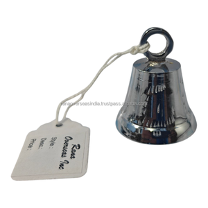 Cloche suspendue artisanale en laiton, finition argentée, cloche de temple en métal pour la décoration spirituelle de la maison, mur ou porte, cadeau - Product Image 2