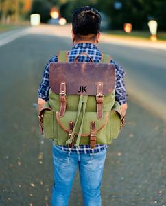 Leather <b>Canvas</b> Backpack Large <b>Canvas</b> Travel <b>Laptop</b> <b>Bag</b> Wholesale Bulk Private Label Factory LCB-0075 - Product Image 2