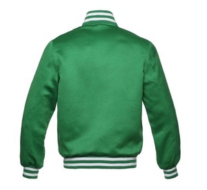 Chaqueta Varsity de Satén Verde Sólido, Chaqueta de Béisbol Letterman de Poliéster Satinado para Invierno, Talla Grande, con Forro Acolchado - Product Image 6