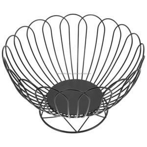 Cesta de frutas de mesa portátil, cesta de alambre de hierro y Metal con forma Floral, cesta de utensilios de cocina de alta venta con acabado recubierto de negro - Product Image 1