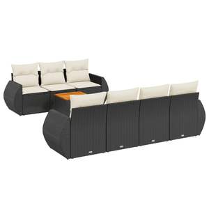Conjunto de Sofás Modulares Grandes de Ratán Sintético Negro para Jardín, Muebles Modulares Elegantes para Exteriores - Product Image 2