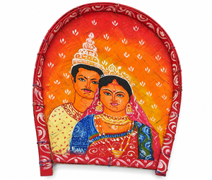 Cuadro Decorativo de Pared con Retrato de Arte Folclórico Tradicional Tejido a Mano con Caña, Decoración para el Hogar, Artesanía de Bambú Hecha a Mano, Marco Rojo Vino, Madera para Diwali - Product Image 5