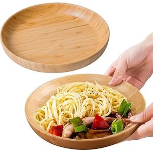 Vaisselle de table pour servir les aliments, assiettes en bois, assiettes et plats en bois massif faits à la main, ensemble réutilisable, écologique, cuisine - Product Image 3