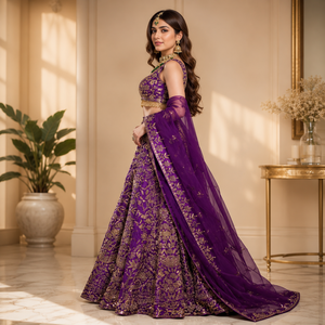 Luxury Purple Designer Bridal Lehenga Choli with Embroidered Dupatta Premium Wedding Reception Party Wear Ethnic Dress for Women - Product Image 2