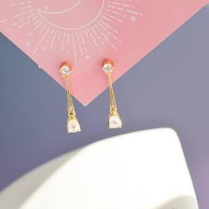 Pendientes Elegantes de Plata con Circonita, Pendientes Colgantes Vintage de Plata de Ley 925, Pendientes de Circonita con Baño de Oro de 14K, Joyería Nupcial - Product Image 3