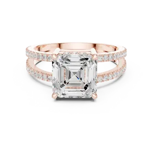 แหวนหมั้นเพชรทรง Asscher 3 กะรัต เพชรเลี้ยงในห้องปฏิบัติการ ประดับด้วยวงแหวนรอบนอกแบบซ่อน ตัวเรือนทองคำแท้ 18K รับรองโดย IGI สี E แหวนเจ้าสาวสำหรับผู้หญิง - Product Image 5