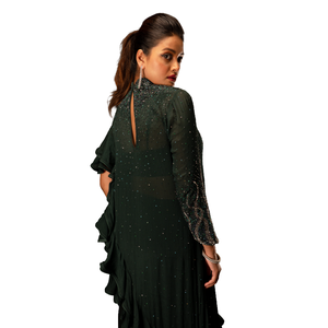 Vestido de Noche Verde de Dos Piezas con Diseño de Volantes para Mujer, Ropa de Fiesta al Mejor Precio al por Mayor - Product Image 4