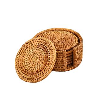 Source Set de dessous de verre en rotin naturel avec couvercle Napperons pour table Vente en gros Personnalisé Naturel Tissé Jute Napperons Chaleur - Product Image 1