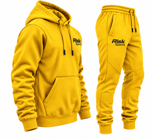 Conjunto Deportivo de Sudadera con Capucha Amarilla y Pantalones Jogger, Ropa Deportiva Informal - Product Image 2