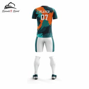 ชุดฟุตบอลเยาวชนพรีเมียมและเสื้อแข่งพร้อมโลโก้สั่งทำพิเศษ พิมพ์ลายแบบซับลิเมชั่น รับผลิตแบบ OEM ODM ชุดกีฬา - Product Image 3