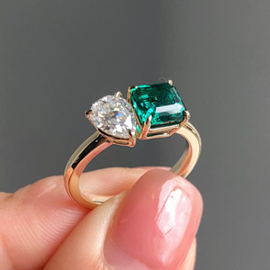 Bague en diamant de 3,15 carats de taille poire cultivé en laboratoire, or blanc 14 carats, bijoux classiques de fiançailles et de mariage, original - Product Image 3
