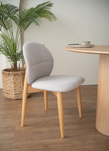 Chaise de salle à manger rembourrée de style moderne du milieu du siècle, avec structure en hêtre naturel, pour ensembles de salle à manger - Product Image 5