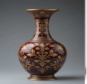 Vase géométrique orné bleu profond et argenté, à corps large et motifs complexes, disponible à prix de gros. - Product Image 3