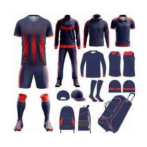 Ensemble de tenue de football rouge pour homme toutes saisons, anti-humidité, avec maillot, short, pantalon, chaussettes, casquette et sac à dos sublimés – Vêtements de sport - Product Image 2