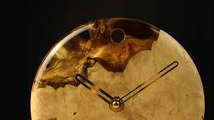 Natural Wood Epoxy Resin Modern Electric Silent Analog Table <b>Clock</b> Needle Hygrometer for Living Room Bedroom Hotel Room Decor - Product Image 4