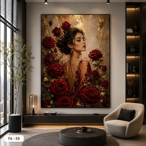 Peinture décorative abstraite acrylique artisanale de qualité supérieure, Femme Fleurs Soie, Art mural, Décoration intérieure élégante, Marque privée Vietnam - Product Image 6