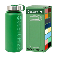 Gobelet isotherme en acier inoxydable à double paroi avec logo personnalisé, bouteille d'eau, gourde sport 32 oz