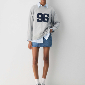 High Quality Vintage Oversized Knitted Cotton Long Sleeve T-<b>Shirt</b> For <b>Women</b> Summer Custom Logo Front Breathable <b>Women's</b> T-<b>Shirt</b> - Product Image 3