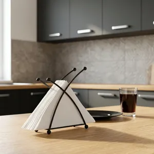 Porte-serviettes en métal noir moderne, support vertical pour serviettes de table, décoration en fonte de fer pour cuisine et salle à manger, style ferme - Product Image 4