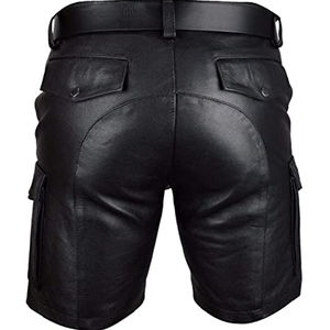 Shorts de course pour hommes en cuir de vachette, fabriqués en usine, de haute qualité, écologiques, teinture unie, style décontracté unique, séchage rapide, imperméables - Product Image 4