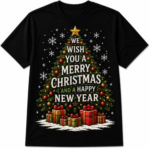 T-shirt Homme Tricoté Respirant Séchage Rapide Écologique Coupe Droite Col Rond « Believe Magic Christmas Happy New Year » - Product Image 5