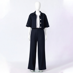 Combinaisons tendance pour femmes, 100% coton, tissu Oxford, style streetwear, boutons, couleur unie, ensemble long 2 pièces, couleurs personnalisées - Product Image 2
